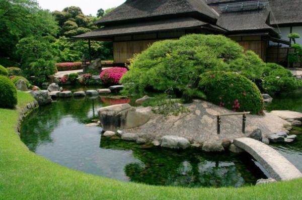 Пруд в саду в японском стиле